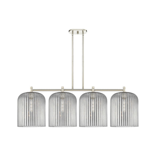 Innovations Crown Point 52in 4-Light Island Light | Industrial Polished Nickel and Light Smoke Glass | Kitchen Island | Model 434-4I-PN-G559-12SM