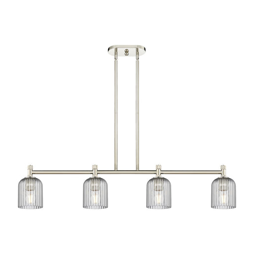 Innovations Crown Point 45in 4-Light Island Light | Industrial Polished Nickel and Light Smoke Glass | Kitchen Island | Model 434-4I-PN-G559-5SM