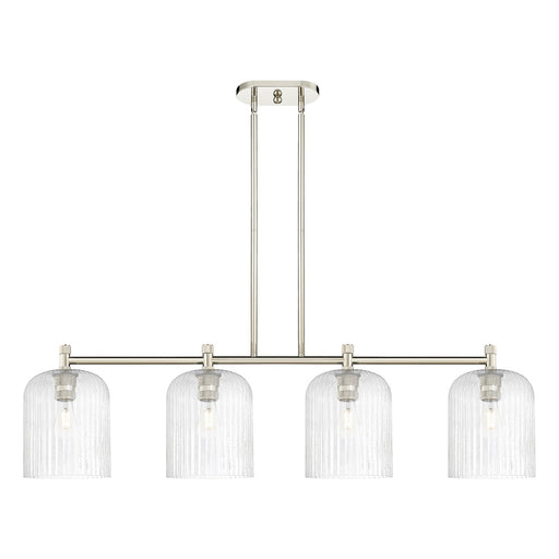 Innovations Crown Point 48in 4-Light Island Light | Industrial Polished Nickel and Seedy Glass | Kitchen Island & Dining | Model 434-4I-PN-G559-8SDY