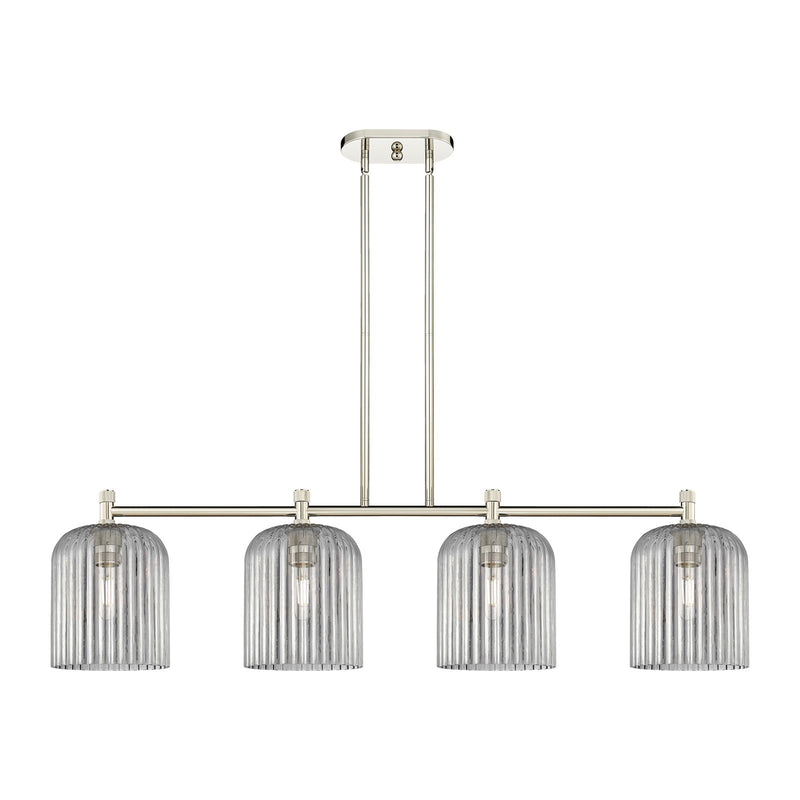 Innovations Crown Point 48in 4-Light Island Light | Industrial Polished Nickel and Light Smoke Glass | Kitchen Island | Model 434-4I-PN-G559-8SM
