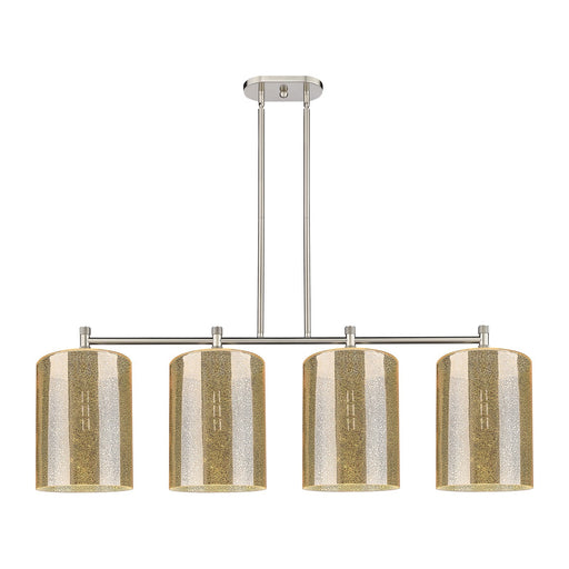 Innovations Cobbleskill 49in 4-Light Island Light | Industrial Satin Nickel and Mercury Glass | Kitchen Island & Dining Room | Model 434-4I-SN-G116-L