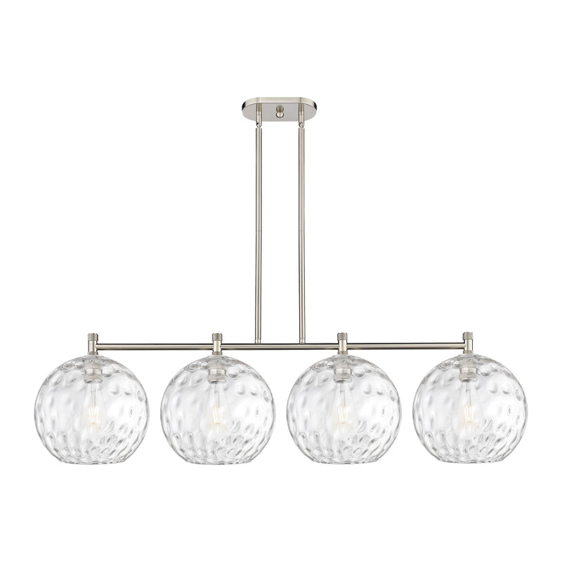 Innovations Athens Water Glass 52in 4-Light Island Light | Industrial Satin Nickel and Clear Glass | Kitchen Island | Model 434-4I-SN-G1215-12