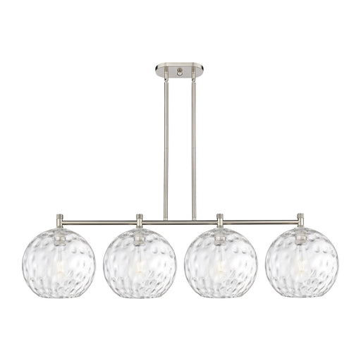 Innovations Athens Water Glass 52in 4-Light Island Light | Industrial Satin Nickel and Clear Glass | Kitchen Island | Model 434-4I-SN-G1215-12