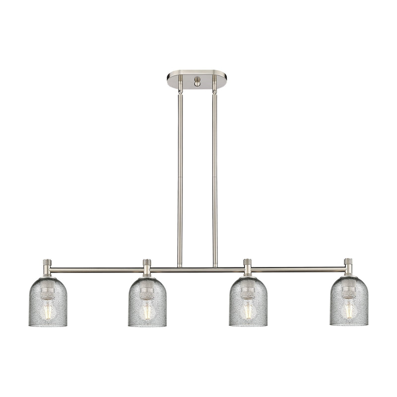 Innovations Caledonia 45in 4-Light Island | Industrial Satin Nickel and Charcoal Glass | Kitchen Island & Dining Room | Model 434-4I-SN-G257