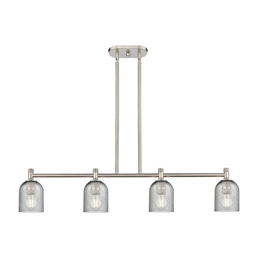 Innovations Caledonia 45in 4-Light Island | Industrial Satin Nickel and Charcoal Glass | Kitchen Island & Dining Room | Model 434-4I-SN-G257