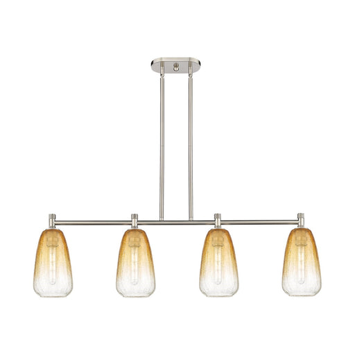 Innovations Brookhaven Almond 46in 4-Light Island Light | Industrial Satin Nickel and Amber Glass | Kitchen Island | Model 434-4I-SN-G480-6AM