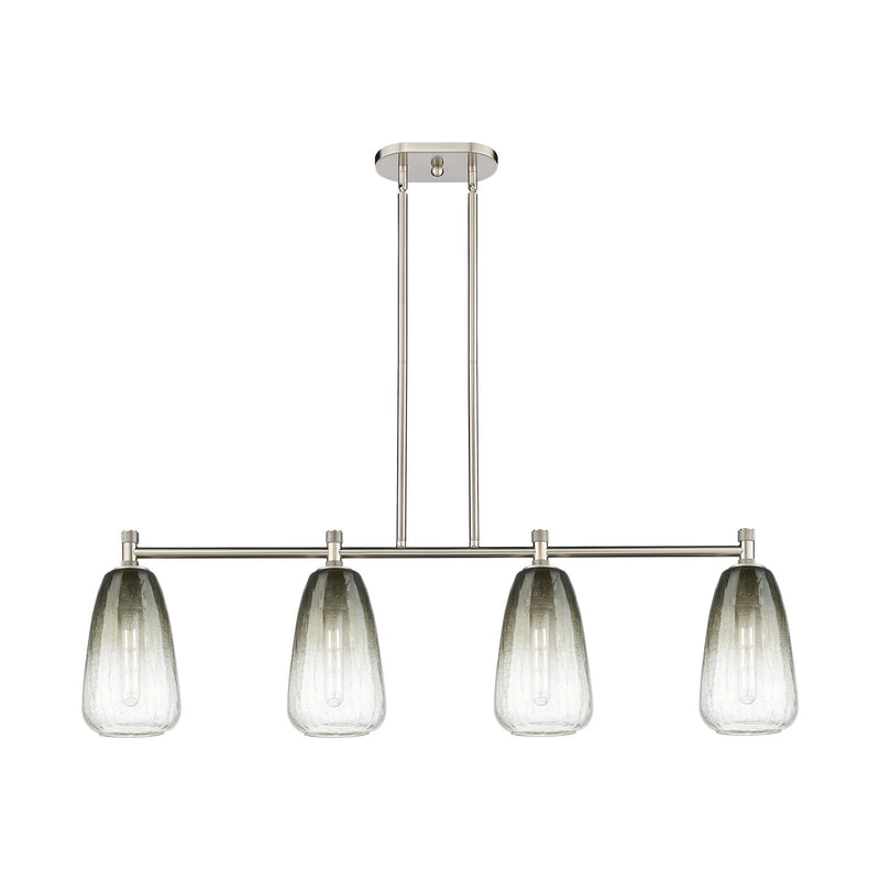Innovations Brookhaven Almond 46in 4-Light Island Light | Industrial Satin Nickel and Slate Glass | Kitchen Island | Model 434-4I-SN-G480-6SL