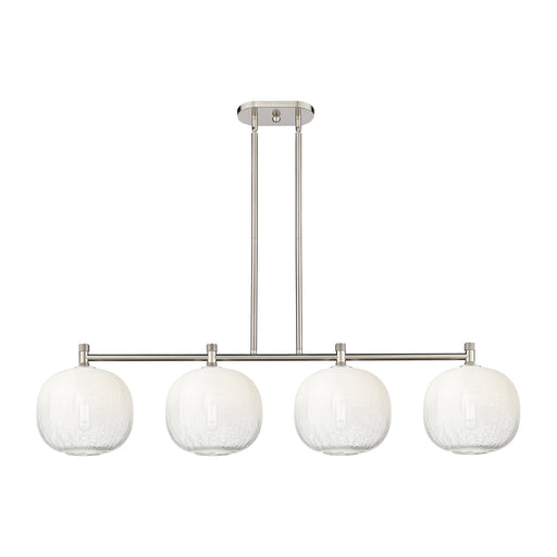 Innovations Brookhaven Sphere 50in 4-Light Island Light | Industrial Satin Nickel and Opal Glass | Kitchen Island | Model 434-4I-SN-G481-10OP