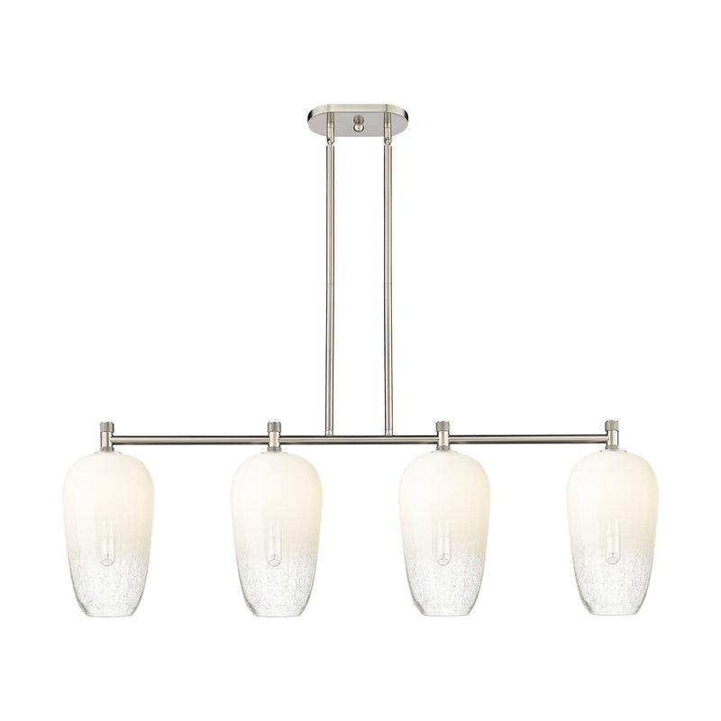 Innovations Brookhaven Flute 47in 4-Light Island Light | Industrial Satin Nickel and Opal Glass | Kitchen Island & Dining | Model 434-4I-SN-G484-7OP