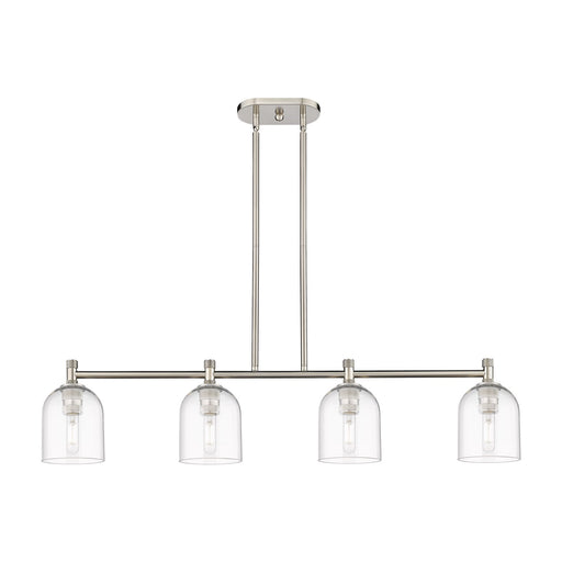 Innovations Bella 46in 4-Light Island Light | Industrial Satin Nickel and Clear Glass | Kitchen Island & Dining Room | Model 434-4I-SN-G558-6CL