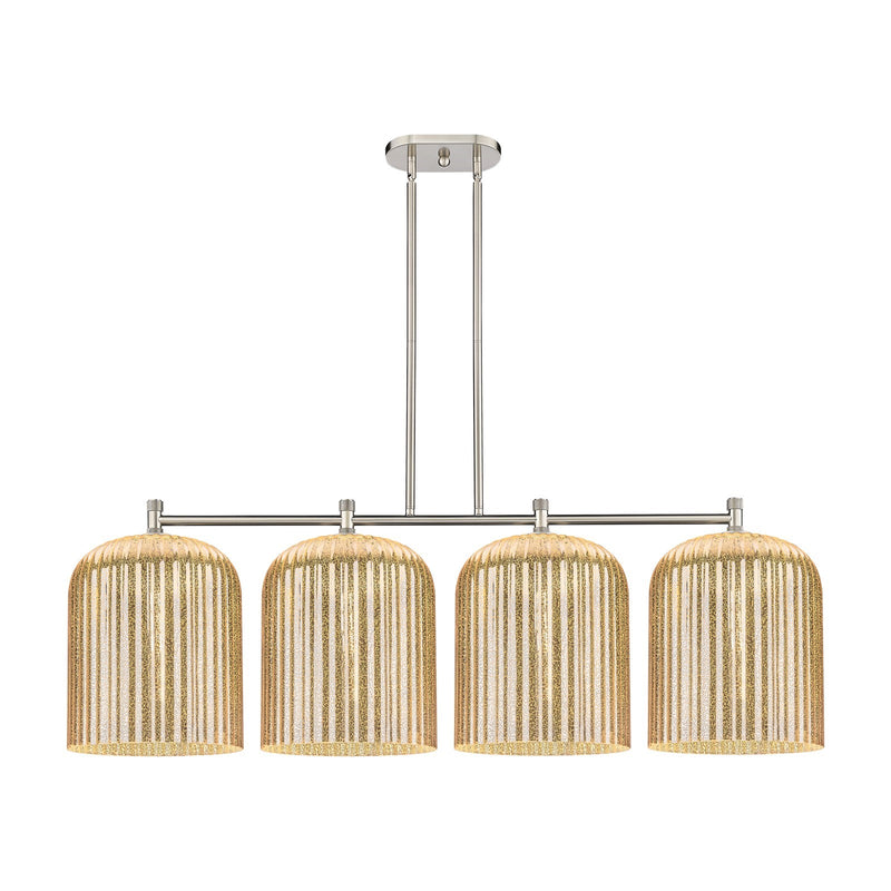 Innovations Crown Point 52in 4-Light Island Light | Industrial Satin Nickel and Mercury Glass | Kitchen Island & Dining | Model 434-4I-SN-G559-12ME