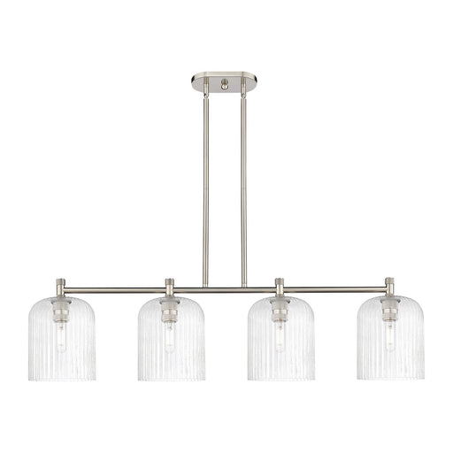 Innovations Crown Point 48in 4-Light Island Light | Industrial Satin Nickel and Seedy Glass | Kitchen Island & Dining | Model 434-4I-SN-G559-8SDY