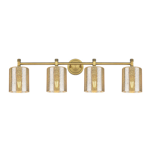 Innovations Cobbleskill 35in 4-Light Bath Vanity Light | Industrial Brushed Brass and Mercury Glass | Bathroom & Powder Room | Model 434-4W-BB-G116