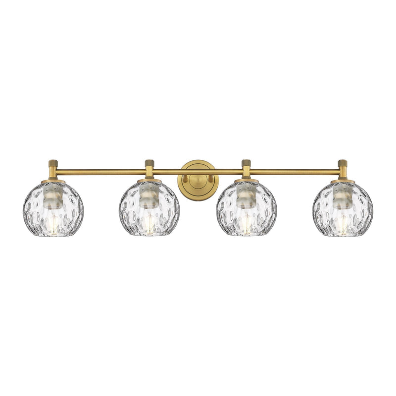 Innovations Athens Water Glass 36.5in 4-Light Bath Vanity Light | Industrial Brushed Brass and Clear Glass | Bathroom | Model 434-4W-BB-G1215-6