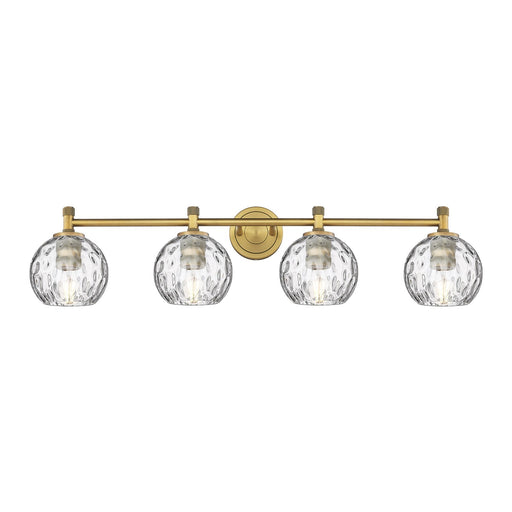 Innovations Athens Water Glass 36.5in 4-Light Bath Vanity Light | Industrial Brushed Brass and Clear Glass | Bathroom | Model 434-4W-BB-G1215-6