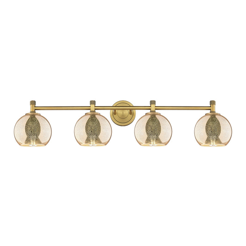 Innovations Athens Mercury 36.38in 4-Light Bath Vanity Light | Industrial Brushed Brass and Mercury Glass | Bathroom | Model 434-4W-BB-G128-6