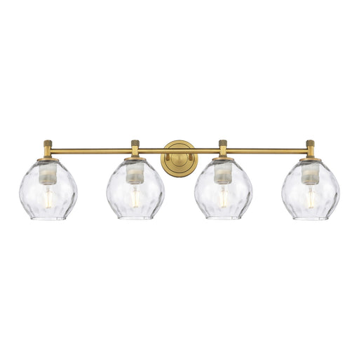 Innovations Waverly 37in 4-Light Bath Vanity Light | Industrial Brushed Brass and Clear Glass | Bathroom Vanity | Model 434-4W-BB-G362