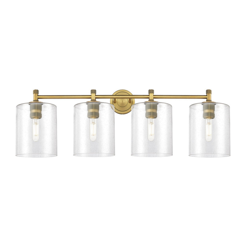 Innovations Paladin 38in 4-Light Bath Vanity Light | Industrial Brushed Brass and Seedy Glass | Bathroom Vanity | Model 434-4W-BB-G4424-7