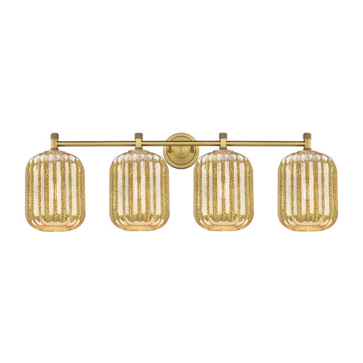 Innovations Preston Cylinder 37in 4-Light Bath Vanity | Industrial Brushed Brass and Mercury Glass | Bathroom & Powder | Model 434-4W-BB-G460-7ME