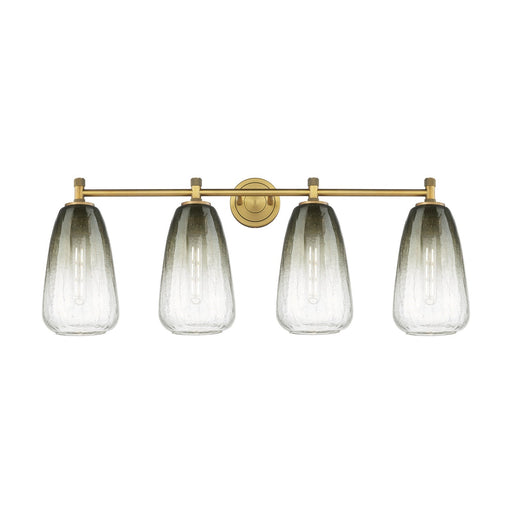 Innovations Brookhaven Almond 37in 4-Light Bath Vanity Light | Industrial Brushed Brass and Slate Glass | Bathroom Vanity | Model 434-4W-BB-G480-6SL