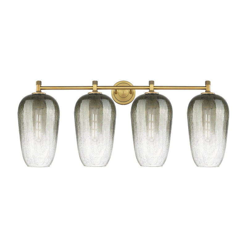 Innovations Brookhaven Flute 38in 4-Light Bath Vanity | Industrial Brushed Brass and Slate Glass | Bathroom & Powder Room | Model 434-4W-BB-G484-7SL
