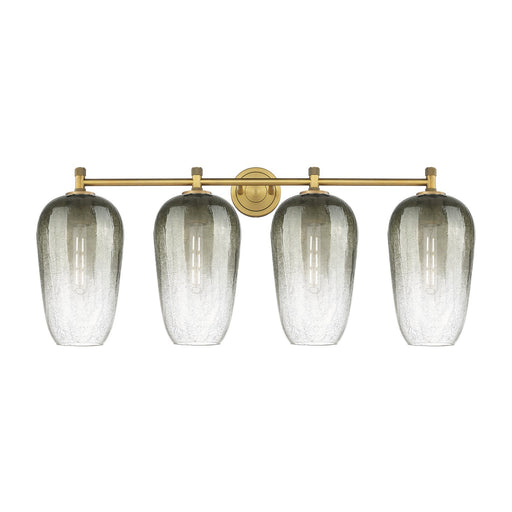 Innovations Brookhaven Flute 38in 4-Light Bath Vanity | Industrial Brushed Brass and Slate Glass | Bathroom & Powder Room | Model 434-4W-BB-G484-7SL