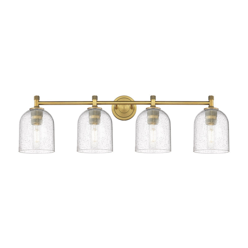 Innovations Bella 36in 4-Light Bath Vanity | Industrial Brushed Brass and Seedy Glass | Bathroom & Powder Room | Model 434-4W-BB-G558-6SDY