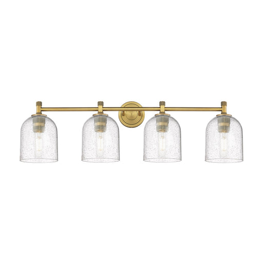 Innovations Bella 36in 4-Light Bath Vanity | Industrial Brushed Brass and Seedy Glass | Bathroom & Powder Room | Model 434-4W-BB-G558-6SDY