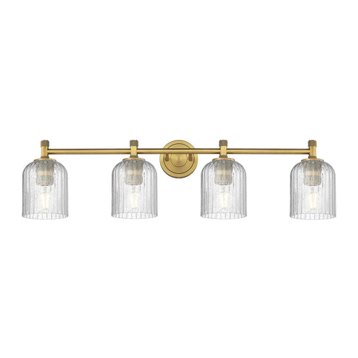 Innovations Crown Point 35in 4-Light Bath Vanity | Industrial Brushed Brass and Seedy Glass | Bathroom & Powder Room | Model 434-4W-BB-G559-5SDY