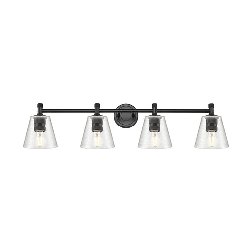 Innovations Caton 36.5in 4-Light Bath Vanity Light | Industrial Matte Black and Frosted Glass | Bathroom & Powder Room | Model 434-4W-BK-G454