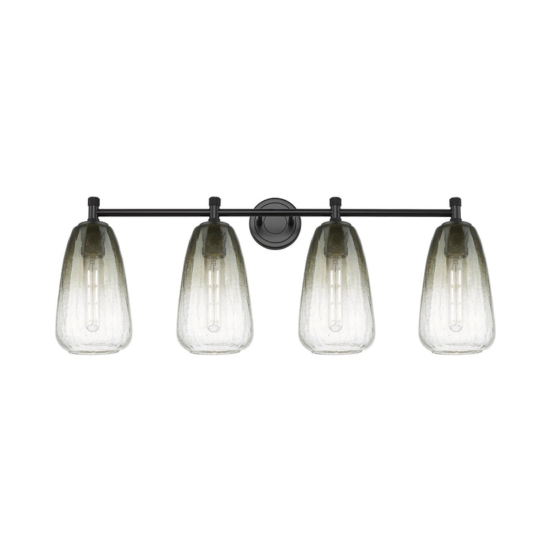 Innovations Brookhaven Almond 36in 4-Light Bath Vanity | Industrial Matte Black and Slate Glass | Bathroom & Powder Room | Model 434-4W-BK-G480-6SL