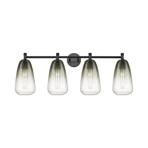 Innovations Brookhaven Almond 36in 4-Light Bath Vanity | Industrial Matte Black and Slate Glass | Bathroom & Powder Room | Model 434-4W-BK-G480-6SL