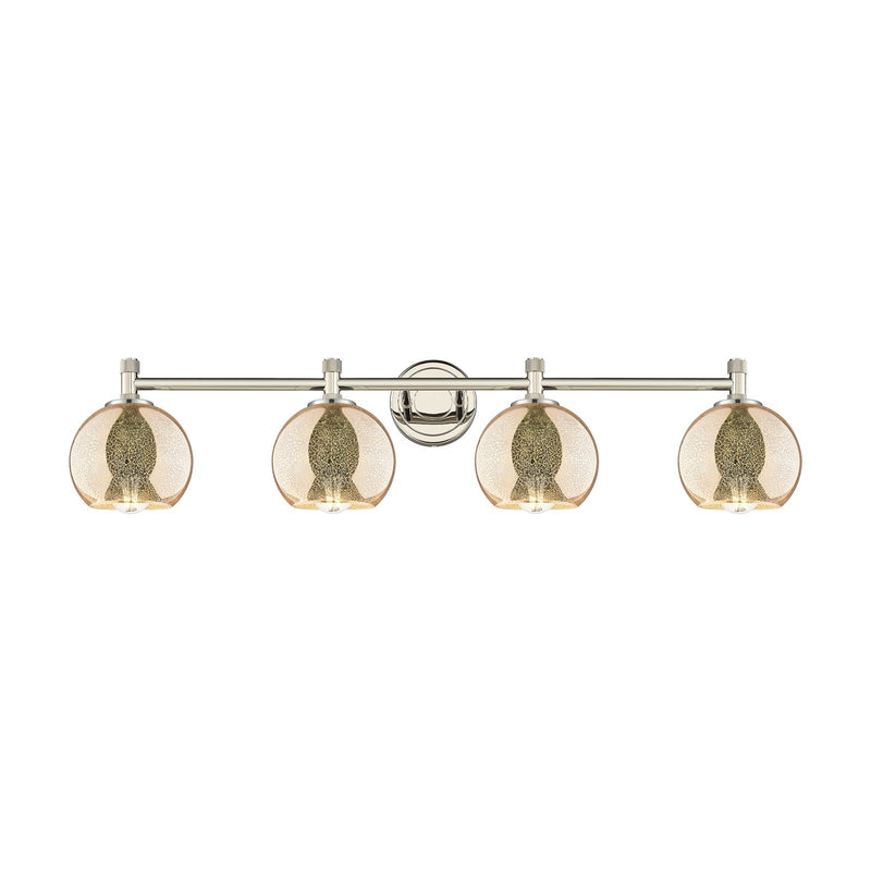Innovations Athens 36in 4-Light Bath Vanity | Industrial Polished Nickel and Mercury Glass | Bathroom & Powder Room | Model 434-4W-PN-G128-6