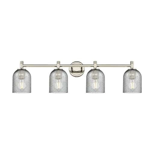 Innovations Caledonia 35.5in 4-Light Bath Vanity Light | Industrial Polished Nickel and Charcoal Glass | Bathroom Vanity | Model 434-4W-PN-G257