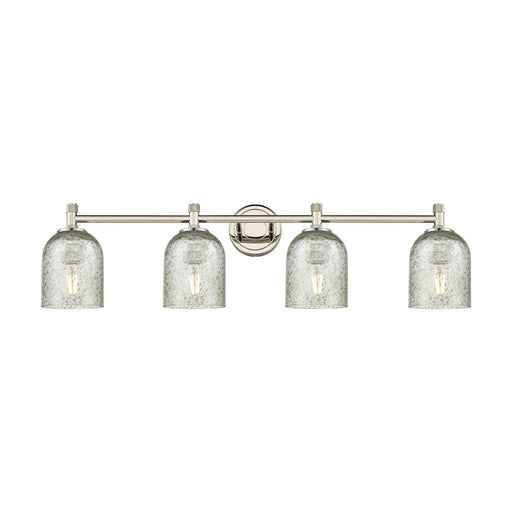 Innovations Caledonia 35.5in 4-Light Bath Vanity Light | Industrial Polished Nickel and Mica Glass | Bathroom Vanity | Model 434-4W-PN-G259