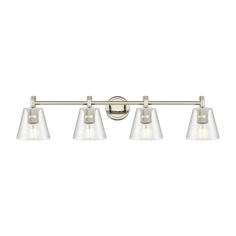 Innovations Caton 36.5in 4-Light Bath Vanity Light | Industrial Polished Nickel and Frosted Glass | Bathroom Vanity | Model 434-4W-PN-G454