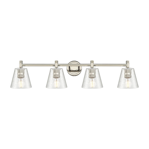 Innovations Caton 36.5in 4-Light Bath Vanity Light | Industrial Polished Nickel and Frosted Glass | Bathroom Vanity | Model 434-4W-PN-G454
