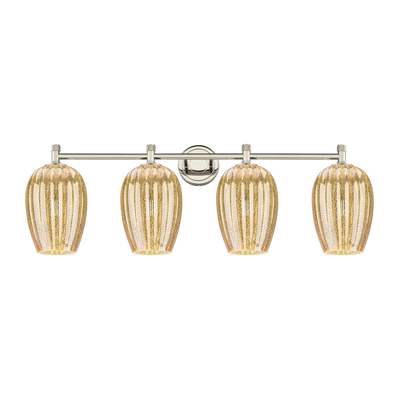 Innovations Preston Flute 36.75in 4-Light Bath Vanity Light | Industrial Polished Nickel and Mercury Glass | Bathroom | Model 434-4W-PN-G457-6ME