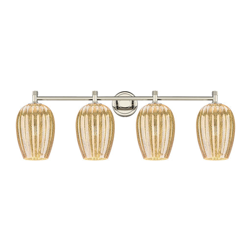 Innovations Preston Flute 36.75in 4-Light Bath Vanity Light | Industrial Polished Nickel and Mercury Glass | Bathroom | Model 434-4W-PN-G457-6ME