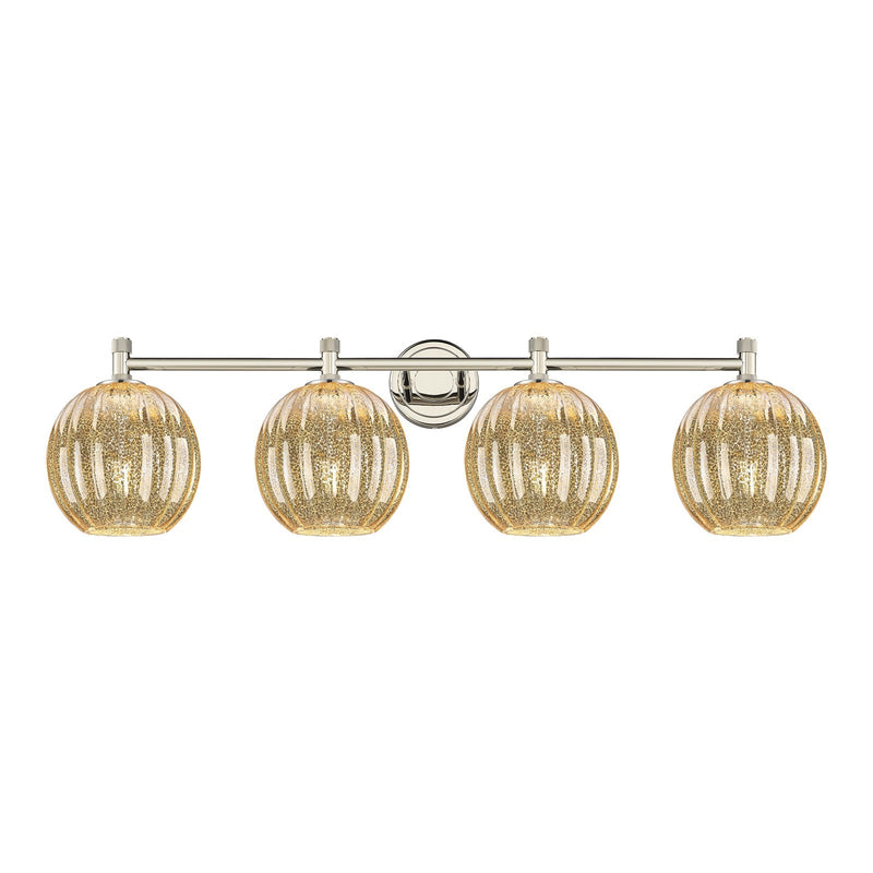 Innovations Preston Globe 38in 4-Light Bath Vanity | Industrial Polished Nickel and Mercury Glass | Bathroom Vanity | Model 434-4W-PN-G458-7ME