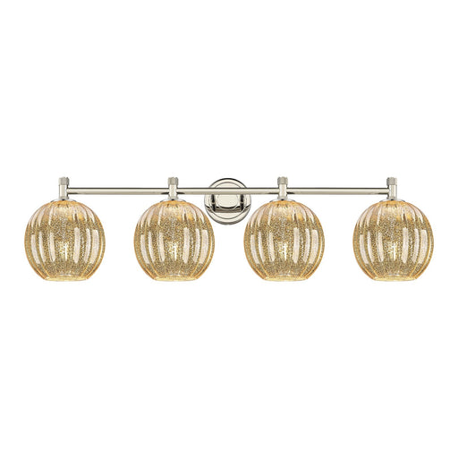 Innovations Preston Globe 38in 4-Light Bath Vanity | Industrial Polished Nickel and Mercury Glass | Bathroom Vanity | Model 434-4W-PN-G458-7ME