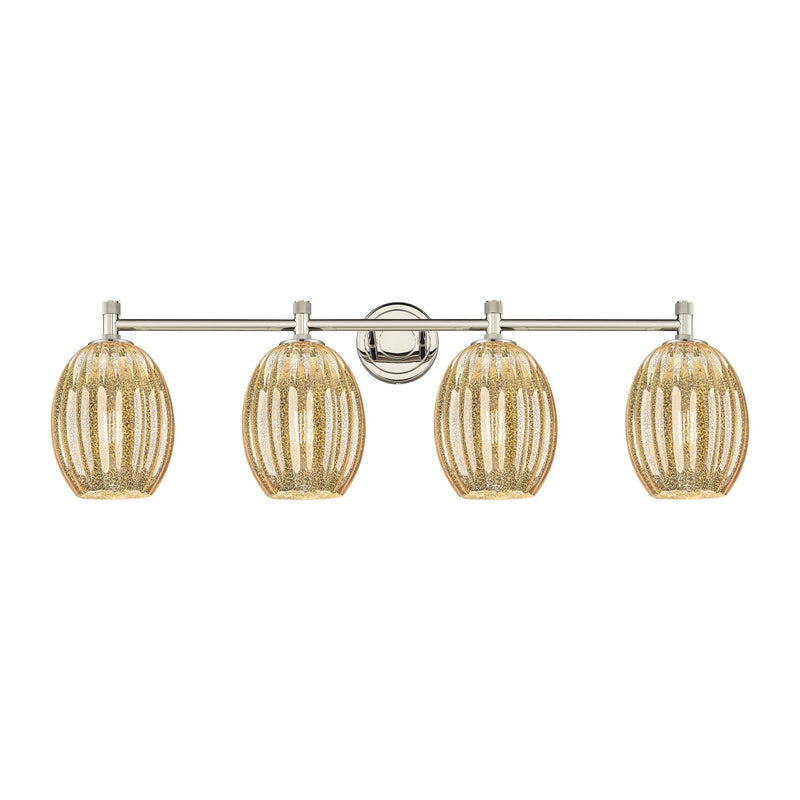 Innovations Preston Bulb 37in 4-Light Bath Vanity | Industrial Polished Nickel and Mercury Glass | Bathroom Vanity | Model 434-4W-PN-G459-6ME