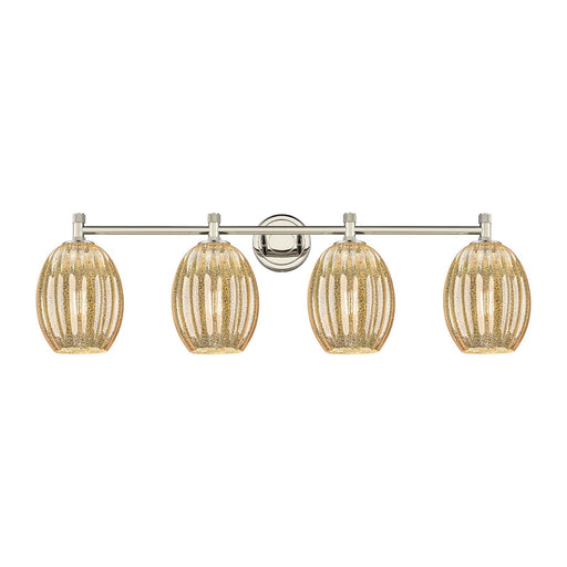 Innovations Preston Bulb 37in 4-Light Bath Vanity | Industrial Polished Nickel and Mercury Glass | Bathroom Vanity | Model 434-4W-PN-G459-6ME