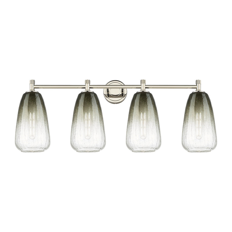 Innovations Brookhaven Almond 36.5in 4-Light Bath Vanity Light | Industrial Polished Nickel and Slate Glass | Bathroom | Model 434-4W-PN-G480-6SL
