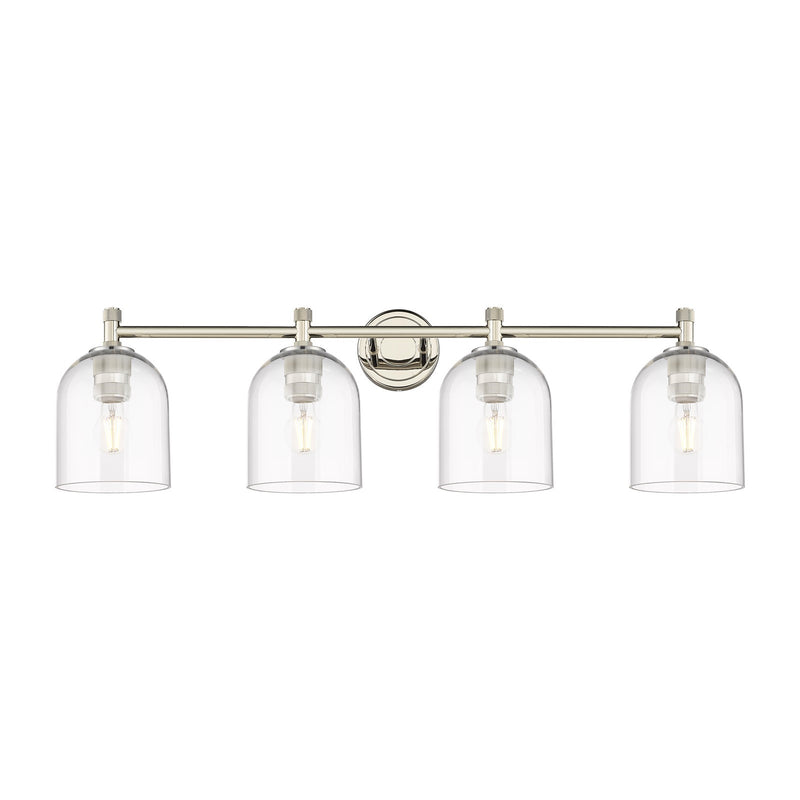 Innovations Bella 36in 4-Light Bath Vanity Light | Industrial Polished Nickel and Clear Glass | Bathroom Vanity | Model 434-4W-PN-G558-6CL