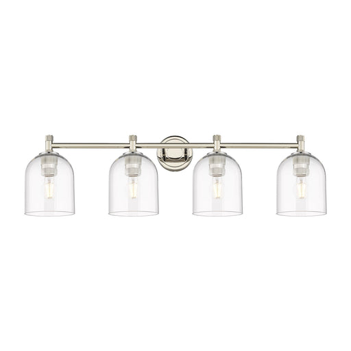 Innovations Bella 36in 4-Light Bath Vanity Light | Industrial Polished Nickel and Clear Glass | Bathroom Vanity | Model 434-4W-PN-G558-6CL