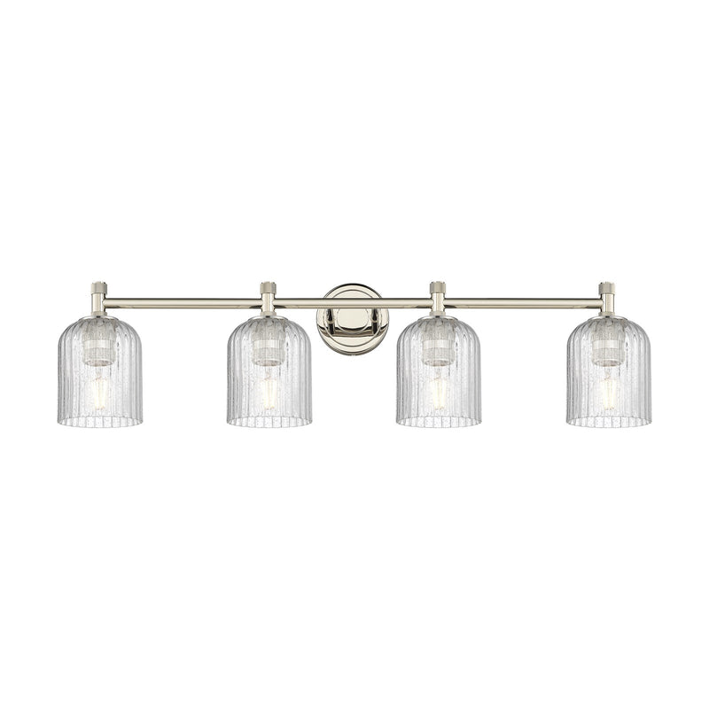 Innovations Crown Point 35in 4-Light Bath Vanity Light | Industrial Polished Nickel and Seedy Glass | Bathroom Vanity | Model 434-4W-PN-G559-5SDY
