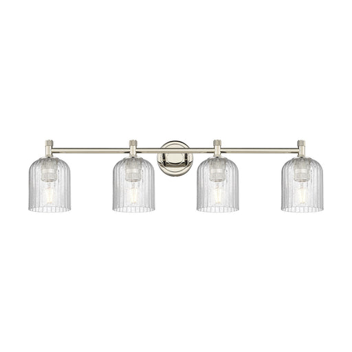 Innovations Crown Point 35in 4-Light Bath Vanity Light | Industrial Polished Nickel and Seedy Glass | Bathroom Vanity | Model 434-4W-PN-G559-5SDY