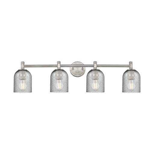 Innovations Caledonia 35.5in 4-Light Bath Vanity Light | Industrial Satin Nickel and Charcoal Glass | Bathroom & Vanity | Model 434-4W-SN-G257