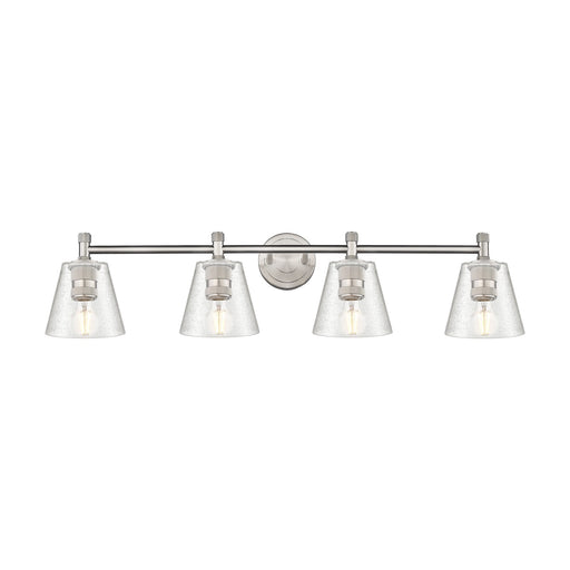 Innovations Caton 36in 4-Light Bath Vanity Light | Industrial Satin Nickel and Frosted Glass | Bathroom Vanity | Model 434-4W-SN-G454